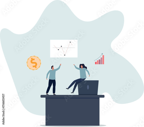 Finance fundamentals with business profit analysis.Company financial data calculation with statistics graph and diagram.life and employment of people.