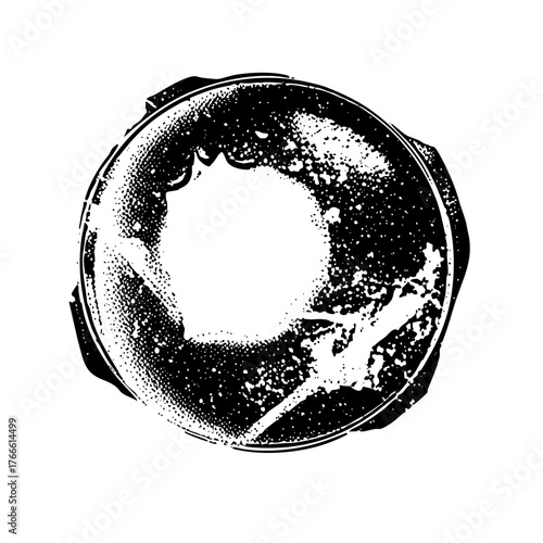 Tire track reveals impression in grunge