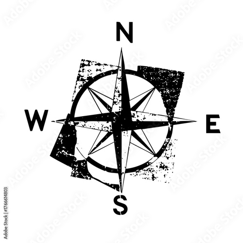 Compass points direction in vintage cartography