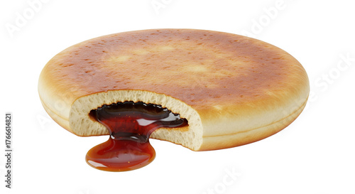 hotteok filled with brown sugar syrup, isolated, authentic Korean street food concept