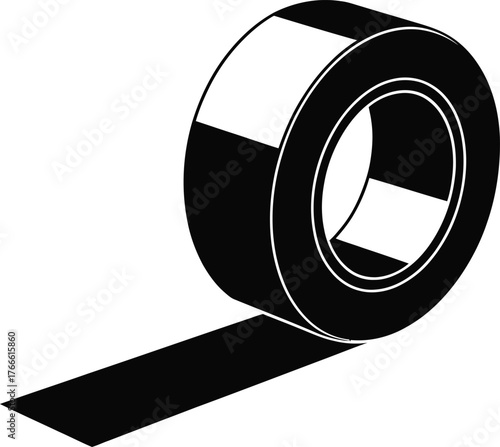 Black and White Illustration of a Roll of Black Tape