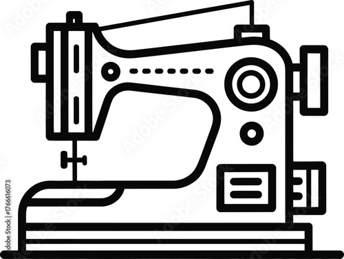 Stylized Black and White Icon of a Sewing Machine