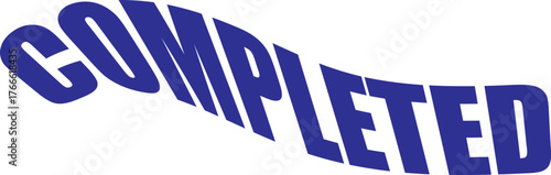 The word 'COMPLETED' is displayed in a bold, wavy, dark blue font against a white background, indicating the end of a process or task.