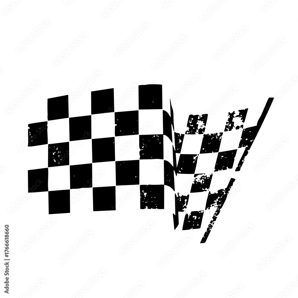 Fototapeta premium Checkered flag waves in victory celebration
