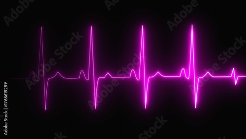 Neon heartbeat pulse medical cardiology rhythm health ekg line graph art