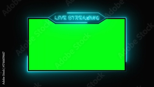 Live streaming green screen frame neon border overlay for video content
