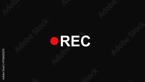Recording in progress rec sign video camera record button black background