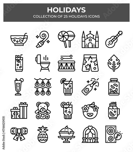 Holidays. A Collection of 25 Festive Icons