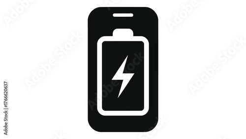 Smartphone battery charging icon on, symbolizing energy and mobile technology