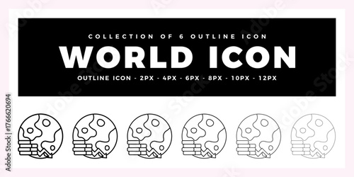 Pack of 6 Outline Vector world icon