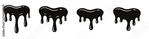 Chocolate splashes in four stages on a white background. Four delicious chocolate truffles with dripping chocolate glaze isolated on white background, vector illustration.