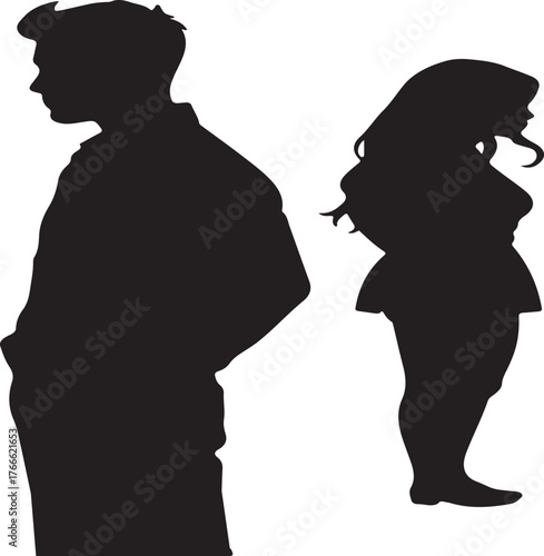 Silhouette of a man and woman couple vector illustration
