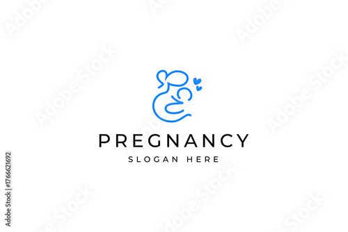 pregnancy baby logo with linear concept outline vector design template