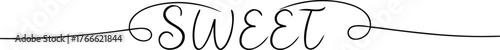 Black script word sweet with decorative flourishes