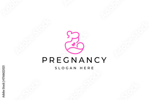 pregnancy beloved baby logo with linear concept outline vector design template