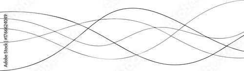 Black wavy lines on white background abstract