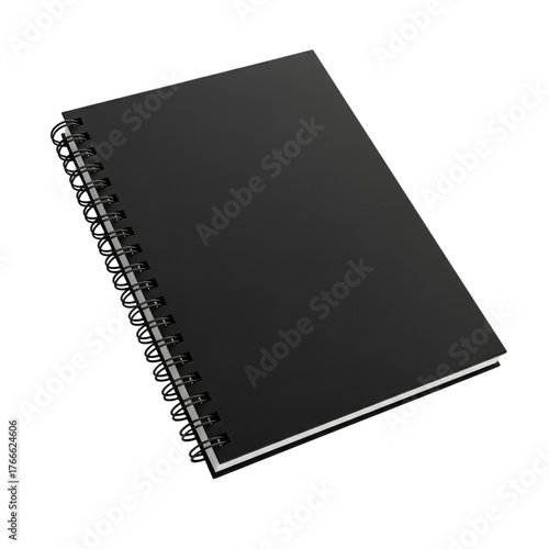 Black Spiral Notebook isolated on a transparent background