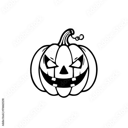 Halloween – Pumpkins & Jack-o-lanterns (BW Outline) – mini pumpkin fanged
