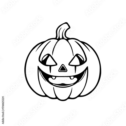 Halloween – Pumpkins & Jack-o-lanterns (BW Outline) – mini pumpkin toothy