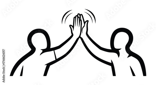 Two people sharing a celebratory high five, symbolizing teamwork and success.