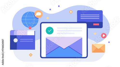 An email interface showing a newsletter with appealing visuals and shareable links to social media platforms.