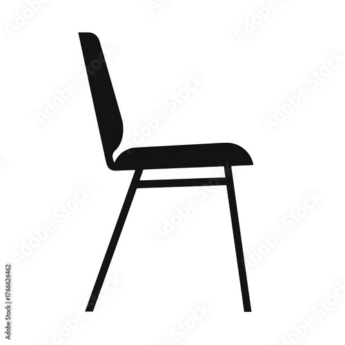 Simple black chair silhouette isolated on transparent background