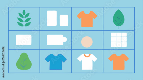 A minimalist product grid layout that showcases ecoconscious clothing with filtering options for materials like organic cotton and recycled fabrics.