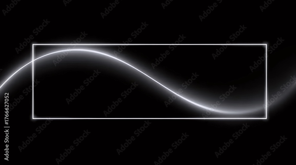 Fototapeta premium futuristic black background with smooth white light wave flowing across minimal elegant abstract design