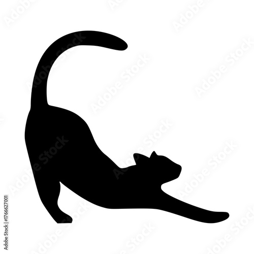 stretching black cat silhouette
