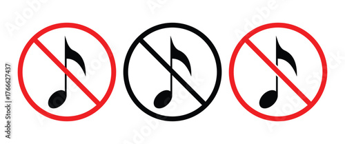 Music Not Allowed Sign – Royalty-Free No Sound Symbol Design.