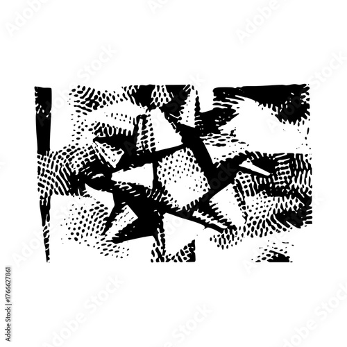 Abstract shapes interact dynamically in a composition