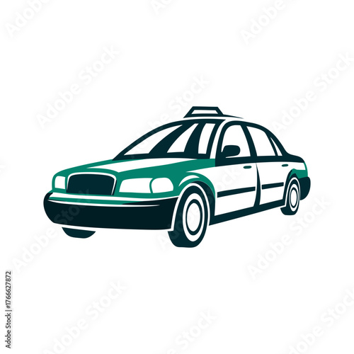 Modern Taxi Cab Vector Illustration on White A solid amber taxi cab waiting at a street corner