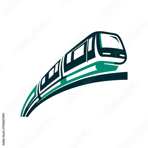 Modern Monorail Train Icon, Public Transport A solid lavender monorail train gliding along an elevated track