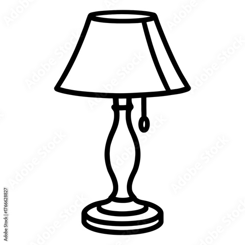 A lamp is drawn in black and white. The lamp is turned off. Vector. Silhouette illustration.
