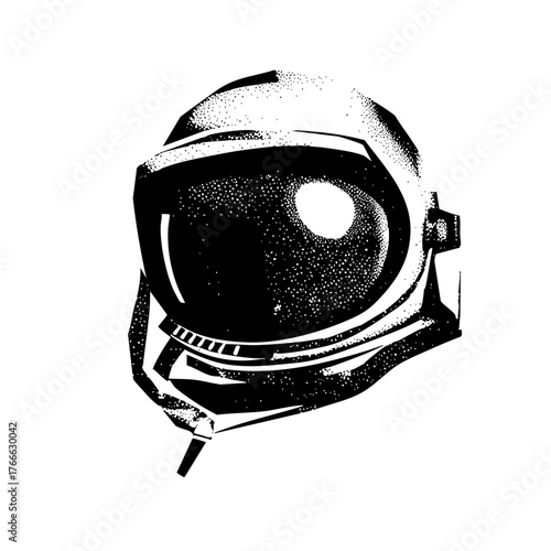 Astronaut Helmet Illustrates Exploration in Outer Space