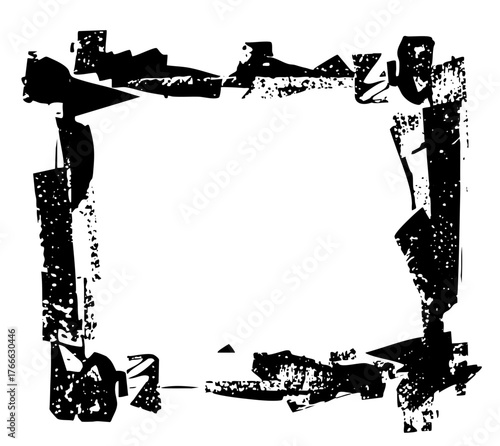 Grunge frame defines distressed border for graphic design
