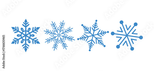blue snowflake icon set for winter and christmas design