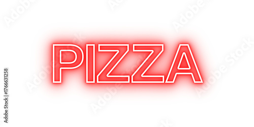 Red neon Pizza sign no background