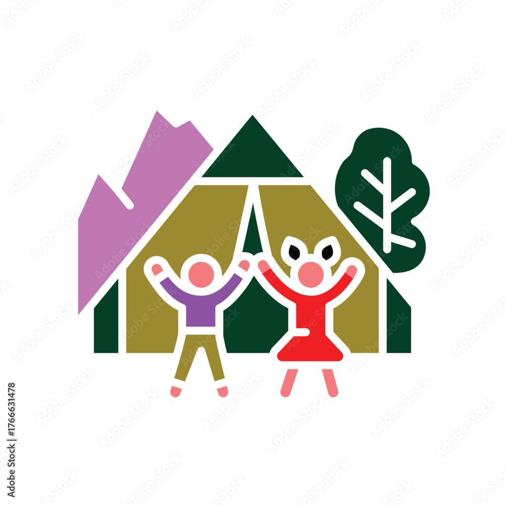 Fototapeta premium Kids Camp Squad color flat icon for digital and print projects.