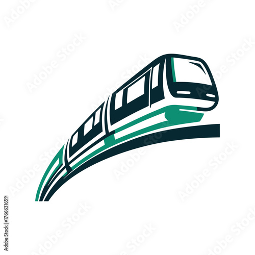 Modern Monorail Train Icon, Public Transport A solid lavender monorail train gliding along an elevated track