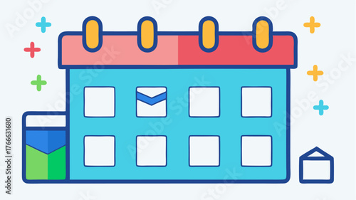 A colorful calendar marked with important school events and deadlines.