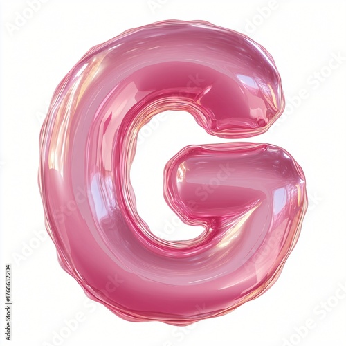 Glossy Pink Balloon Letter G: Vibrant 3D Decorative Alphabet for Playful Typography and Festive Children’s Party Themes