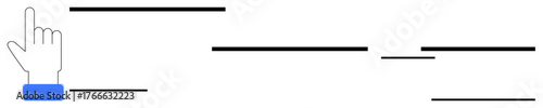 Hand cursor pointing at horizontal lines suggesting menu selection, navigation, or interaction. Ideal for technology, user interface, communication, website, mobile app, interaction simplicity