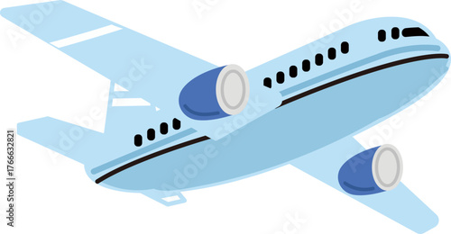 Airplane Flying in Sky Travel Concept Flat Vector
