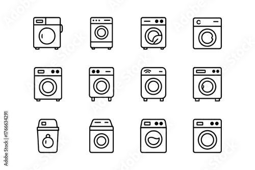 Washing Machines Line Icons Set