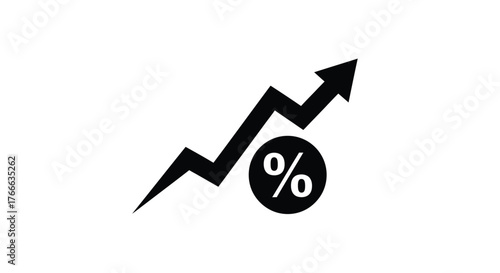 Growth trend with percentage symbol representing increase and financial success