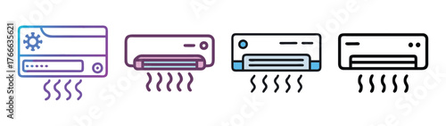 Set of air conditioner icons symbolizing cooling and climate control systems