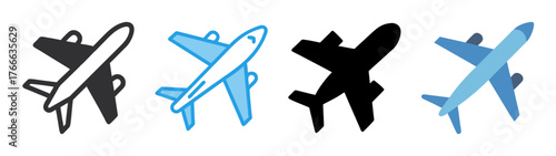 Four diverse airplane icons for travel and aviation use