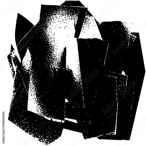 Abstract shapes interact dynamically in a composition