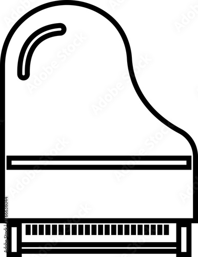 Piano Icon Grand Piano Symbol and Musical Instrument Group, Keyboard, Classical Music, Electric Piano, Melody, Performance, Entertainment Vector in Black Line Style